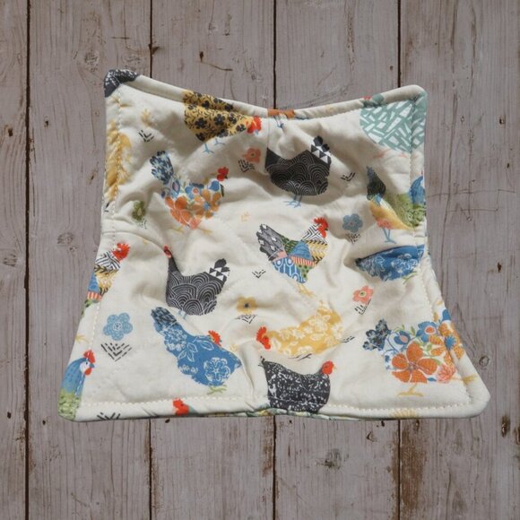 Microwave Bowl Cozy Reversible Chickens and Floral Soup Bowl Ice Cream - Picture 1 of 5